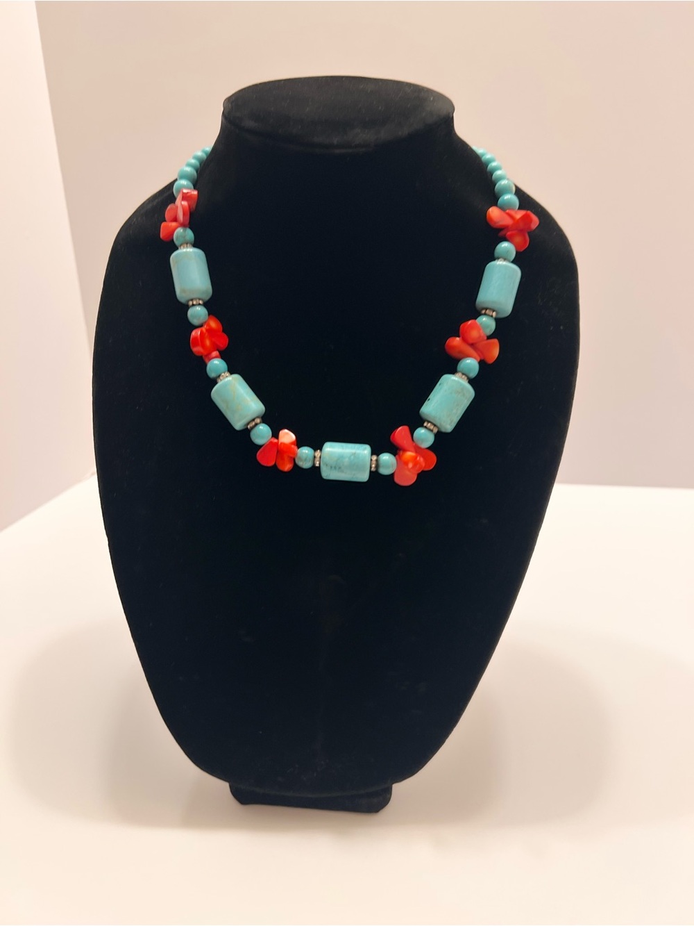 Turquoise and Coral Beaded Statement Necklace - Women Jewelry